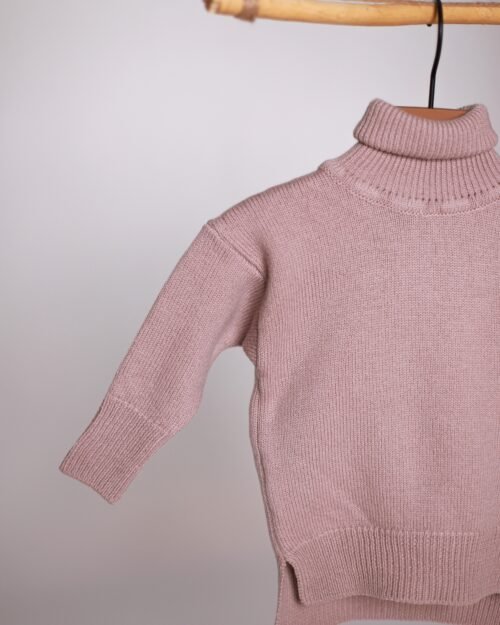 vaikiškas merino vilnos megztinis aukštu kaklu