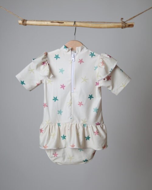 upf maudymosi kostiumėlis mergaitei su raukiniais