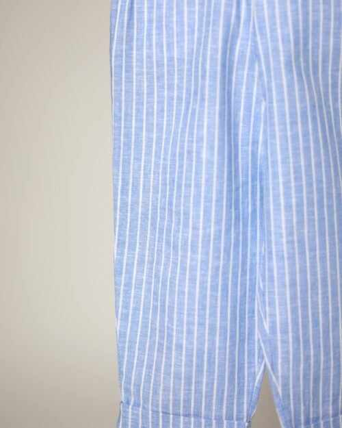 dryžuotos lininės kelnės