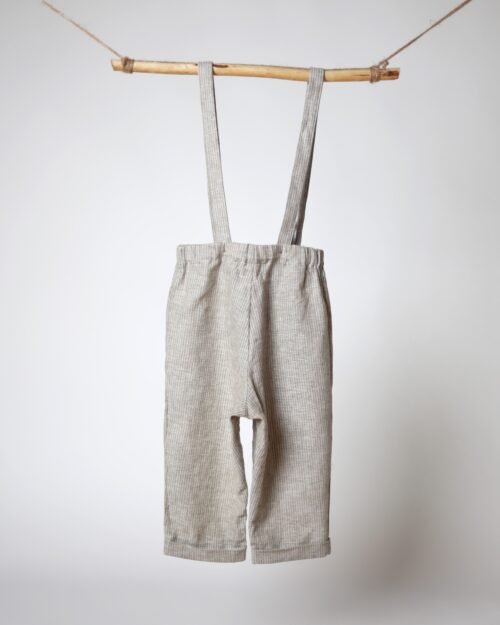 lininės kelnės su petnešomis