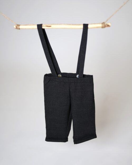 vaikiškos juodos kelnės su petnešomis