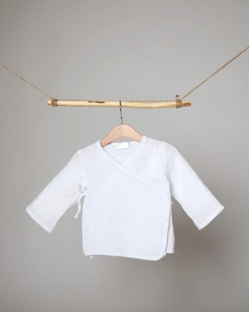 baltas muslino švarkas vaikams