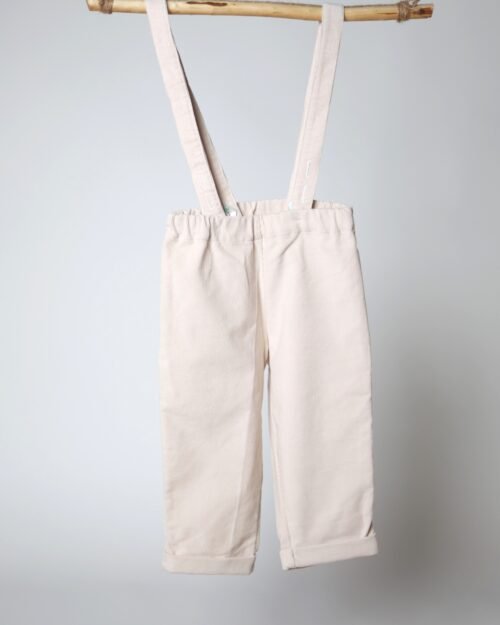 kreminės velvetinės kelnės vaikams