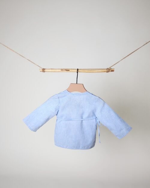 žydras švarkas iš lino