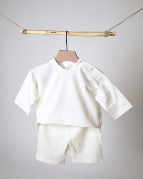 baltas vaikiškas medvilnės komplektas