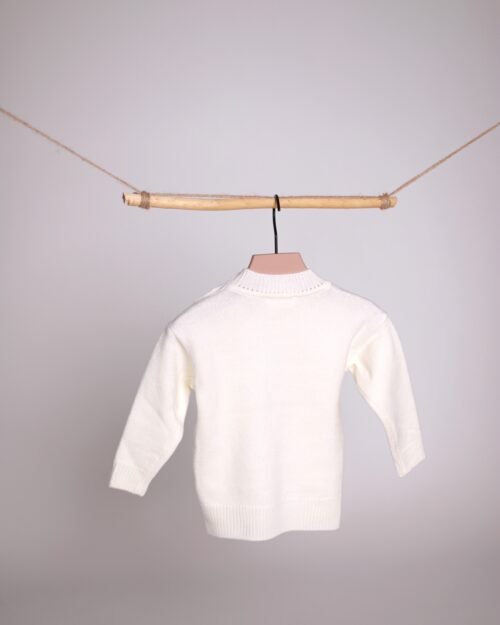 vaikiškas baltas merino vilnos megztinis