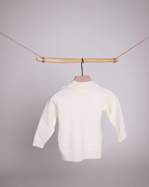 vaikiskas baltas merino vilnos megztinis