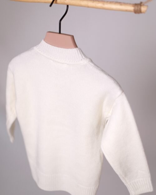 baltas merino vilnos megztinis vaikams