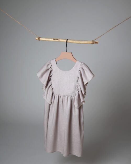 lino suknelė su raukiniais