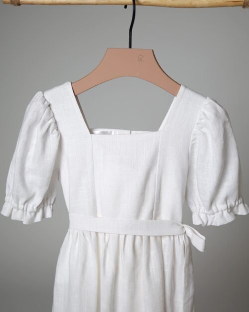 lininė suknelė pūstomis rankovėmis