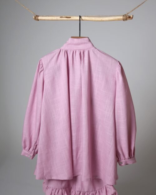 rožiniai lininiai marškiniai