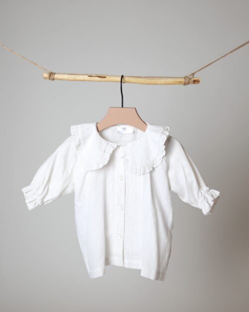 lininiai marškiniai su raukiniais mergaitei