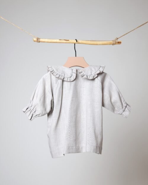 vaikiški lino marškiniai su raukiniais