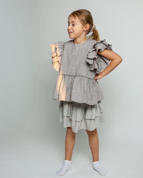 lininė palaidinė su raukiniais