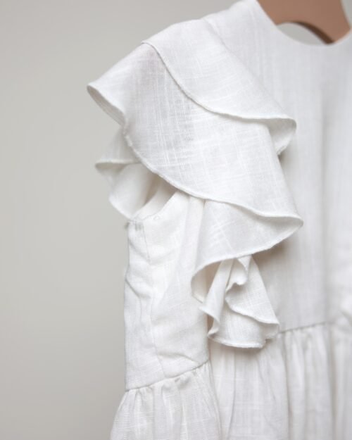 lininė suknelė su raukiniais