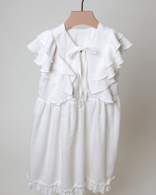 balta lininė suknelė mergaitei