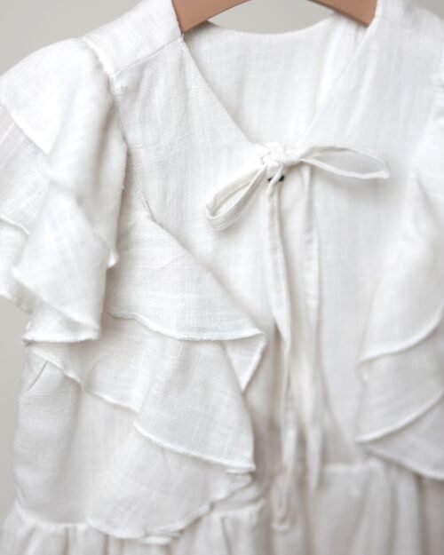 lininė raukinukų suknelė