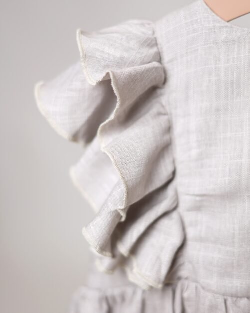 lininė suknelė su raukiniais mergaitei